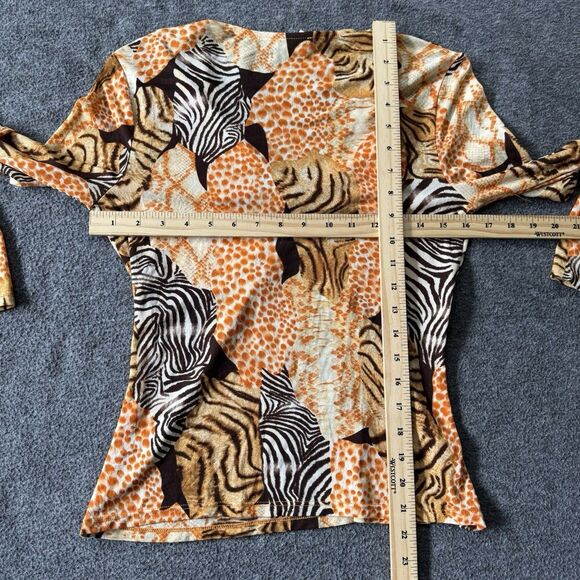 Vintage Cache Babydoll Blouse Top Shirt Size Large Animal Print Y2K - Picture 4 of 4